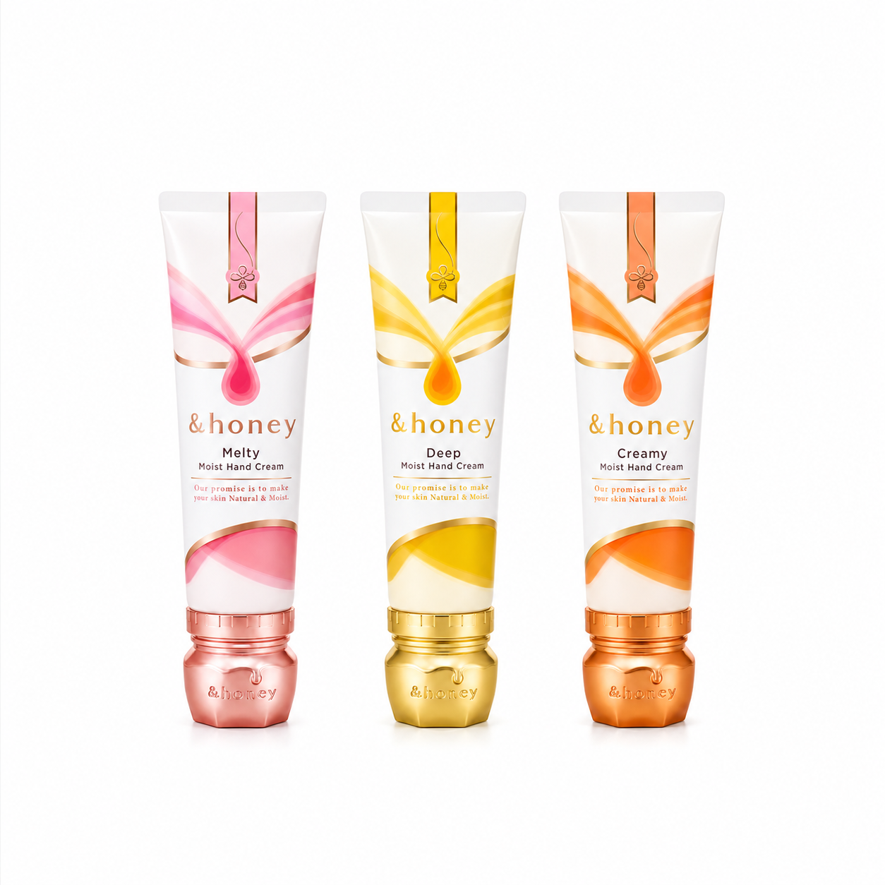 &honey Hand Cream three types with balanced white space