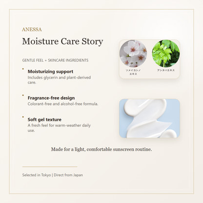 ANESSA Mineral UV Mild Gel NA moisture care and texture story