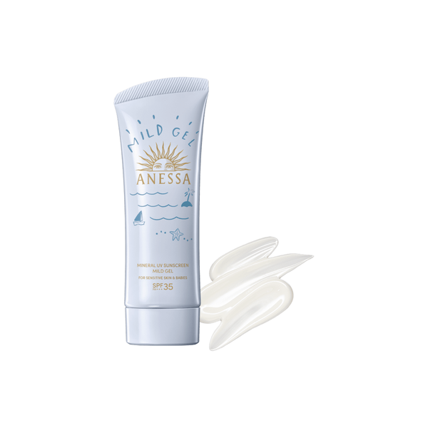 ANESSA Mineral UV Mild Gel NA 90g SPF35 PA+++ on white background