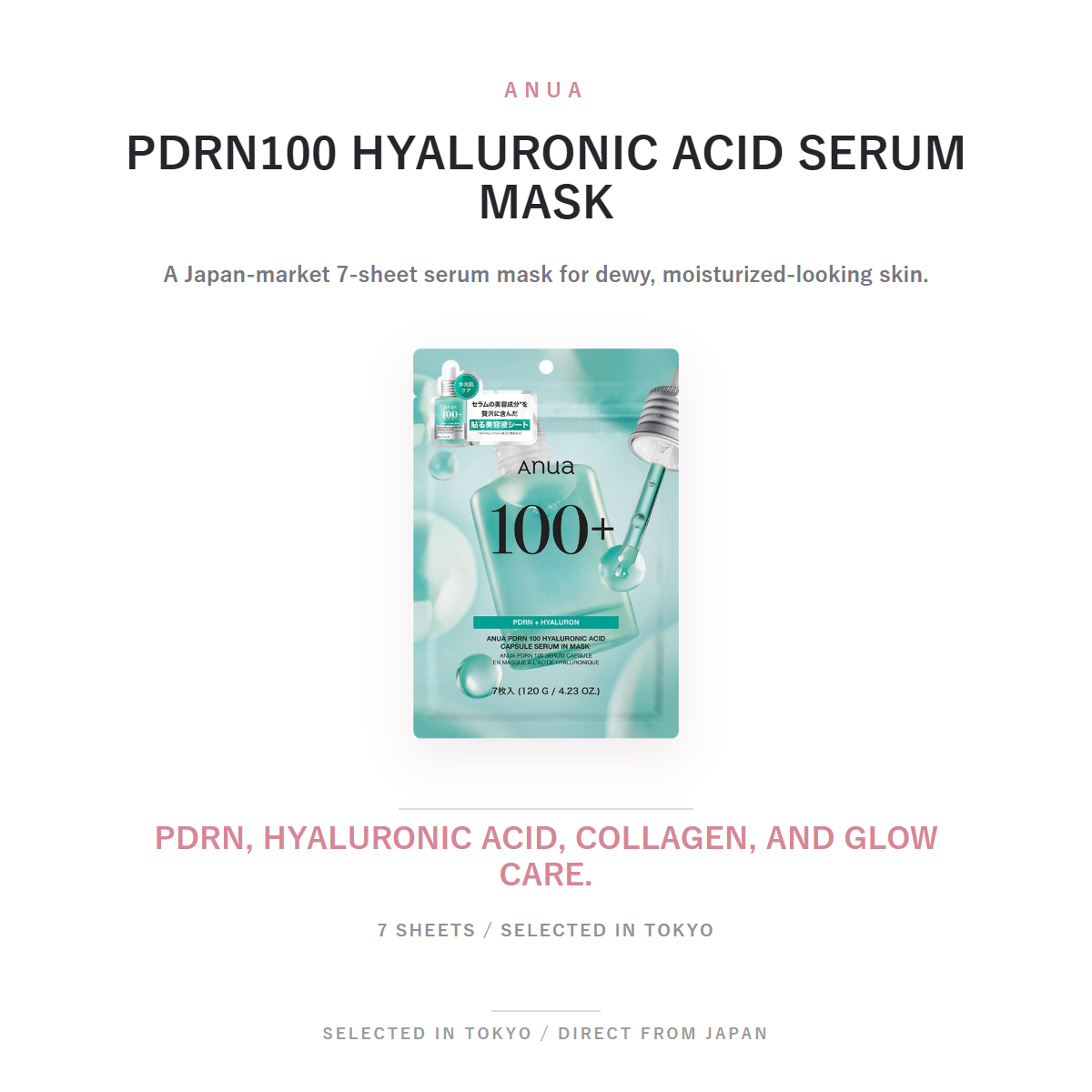 Anua PDRN100 Hyaluronic Acid Serum Mask 7 Sheets SHIRO overview