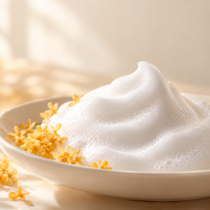 Whipped foam and osmanthus floral scent