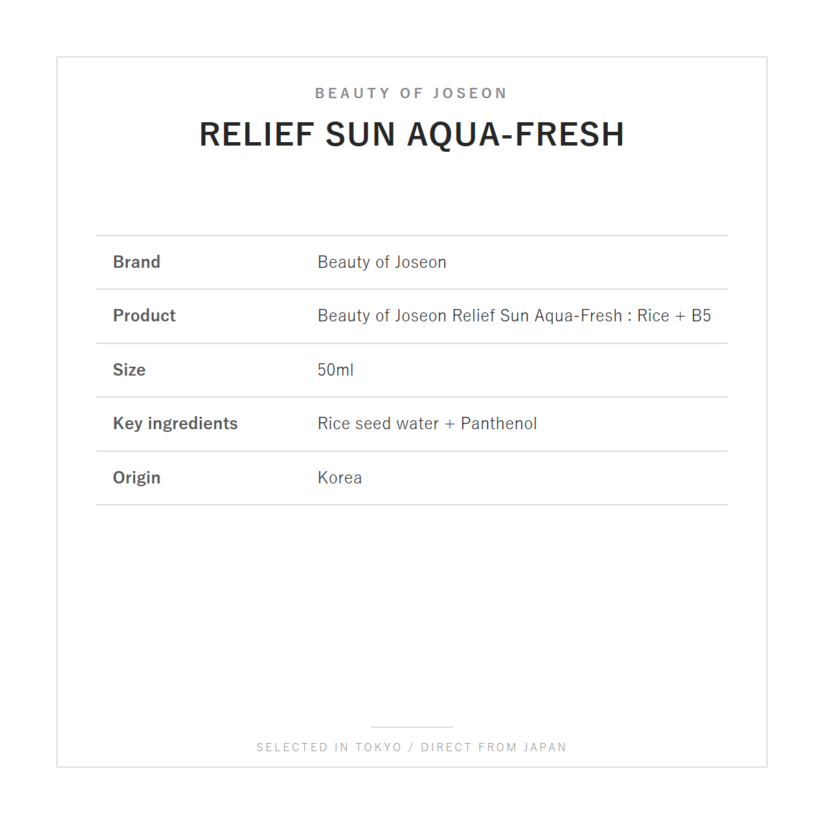 Beauty of Joseon Relief Sun Aqua-Fresh product details
