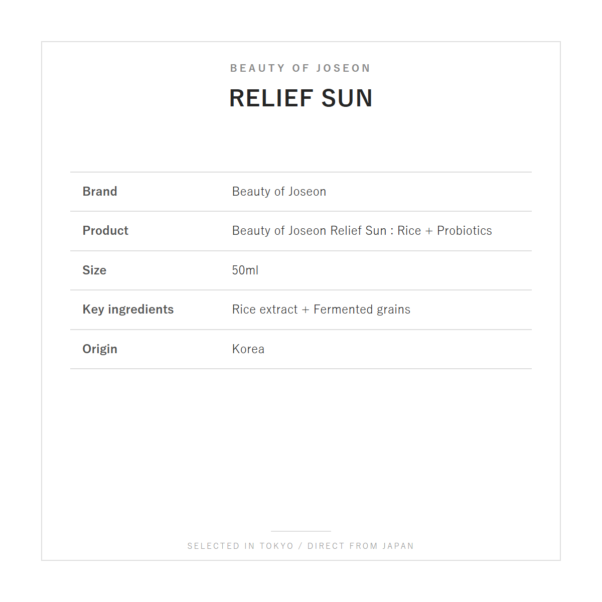 Beauty of Joseon Relief Sun product details