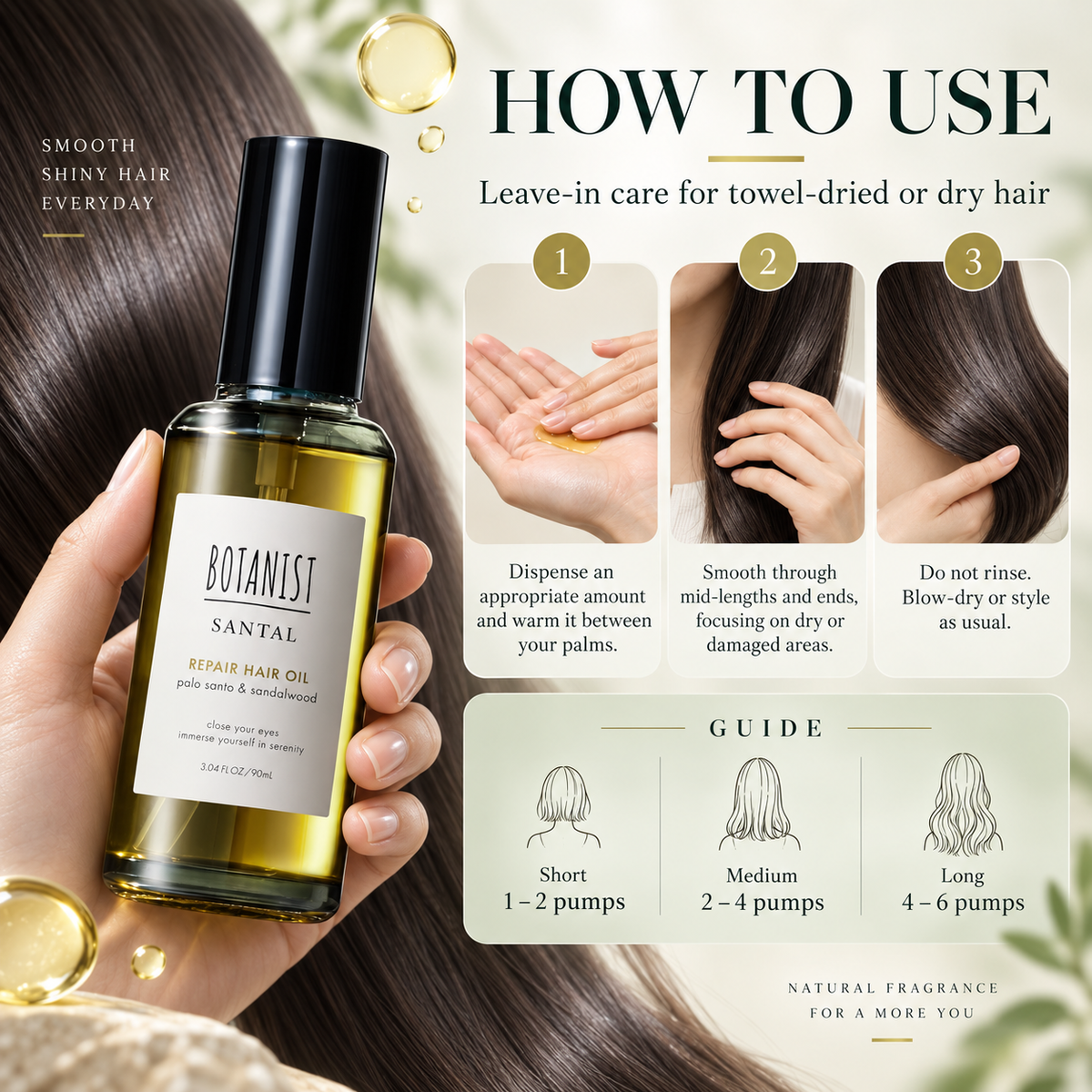 How to use BOTANIST SANTAL Repair Hair Oil
