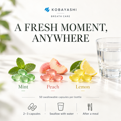 Mint, Peach and Lemon flavors, with swallowing directions