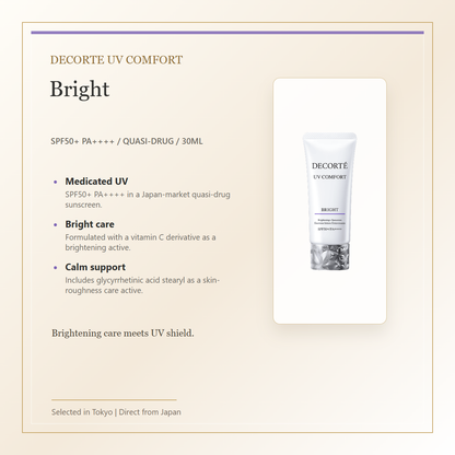 Decorte UV Comfort Bright SPF50+ PA++++ 30mL elegant product overview