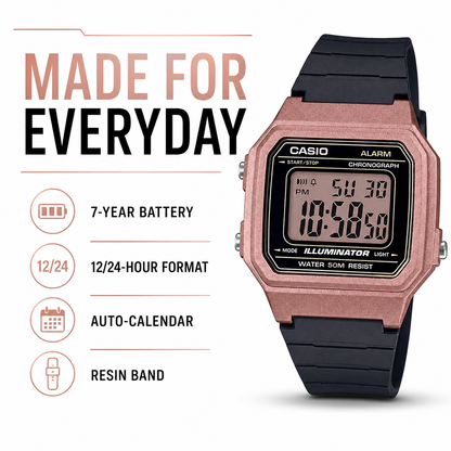 CASIO W-217HM-5A everyday features and battery