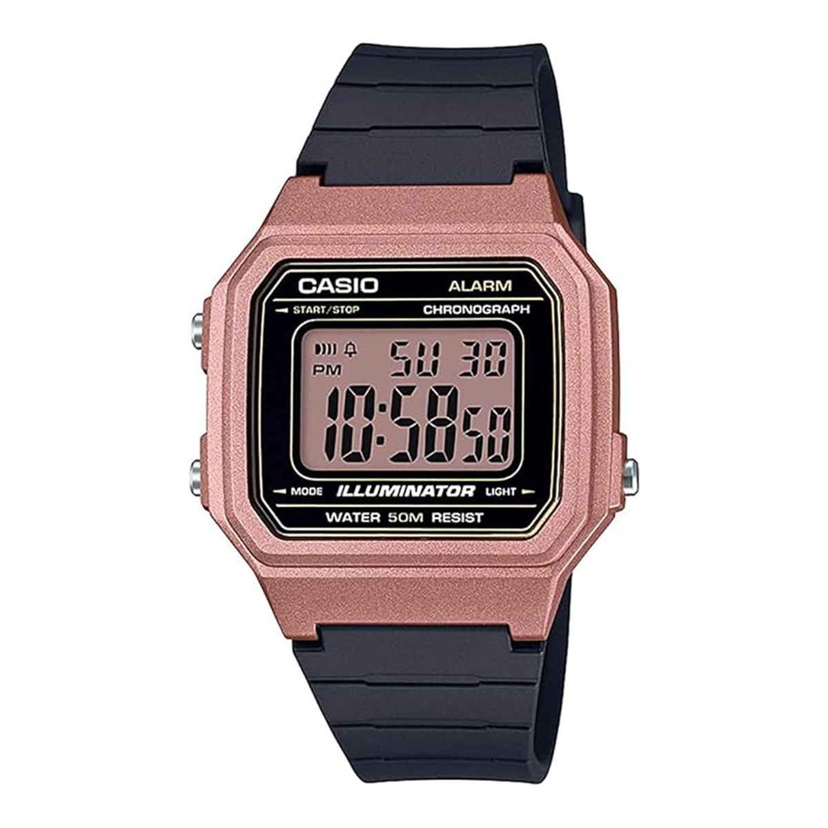 CASIO W-217HM-5A digital watch on white background