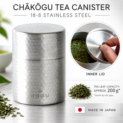 English features: stainless steel, inner lid, made in Japan, approximate 200 g capacity