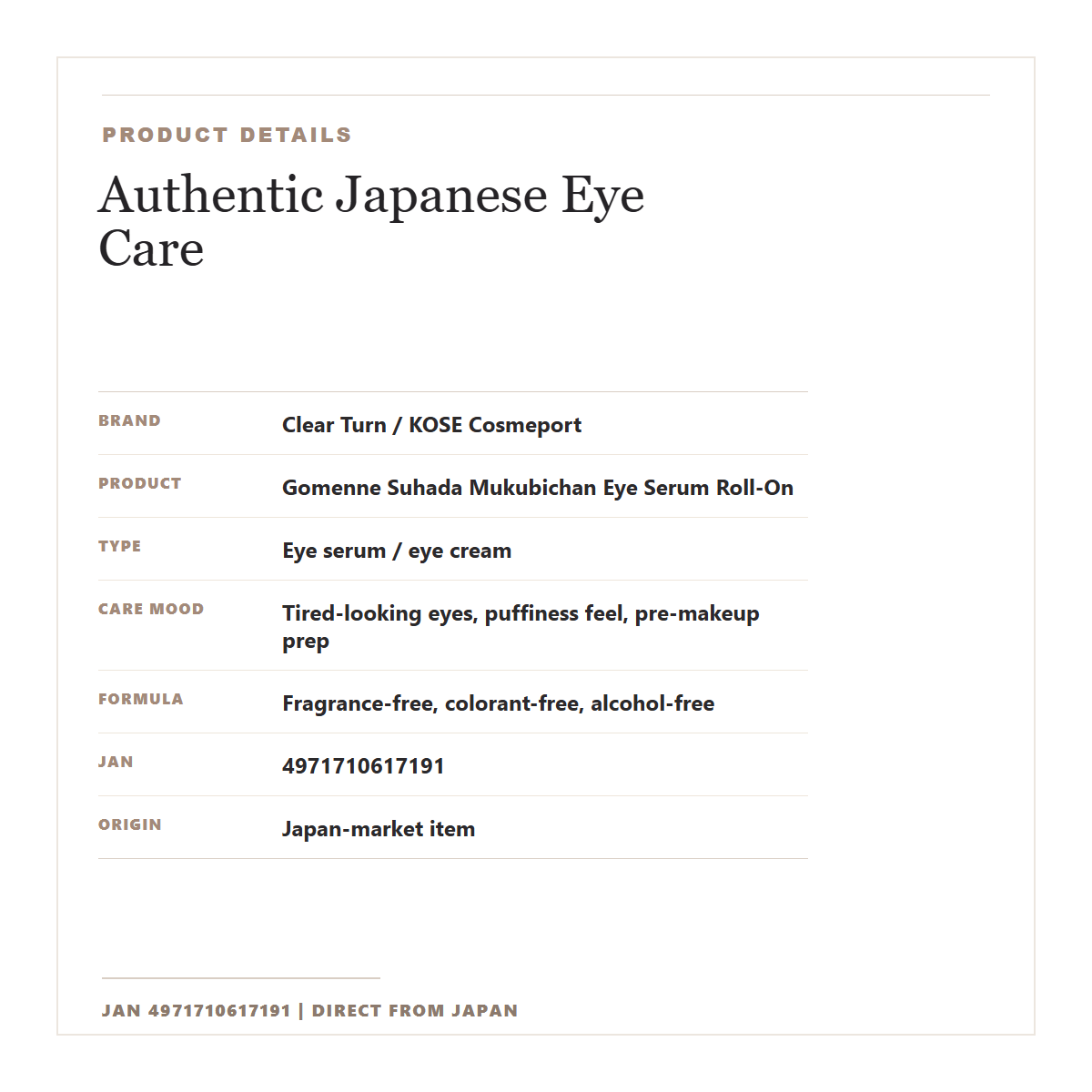 Clear Turn Mukubichan Eye Serum Japan-market product details