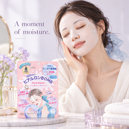 Illustrative Japanese skincare routine with Hyaluron BOMB Mask