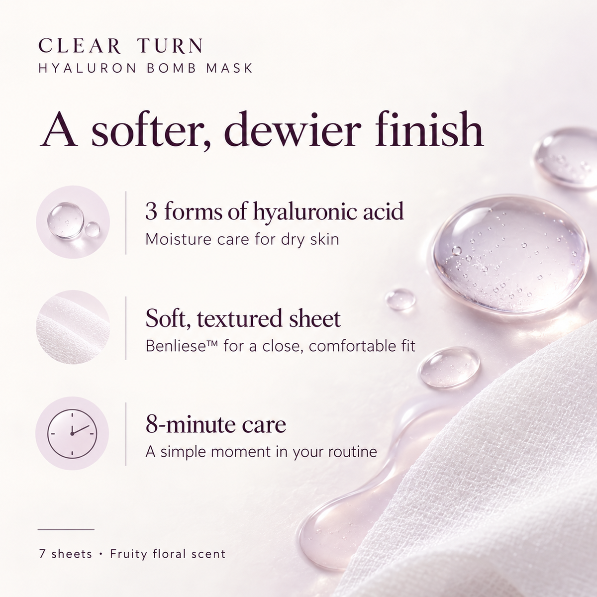 Hyaluron BOMB Mask moisture care and soft textured sheet