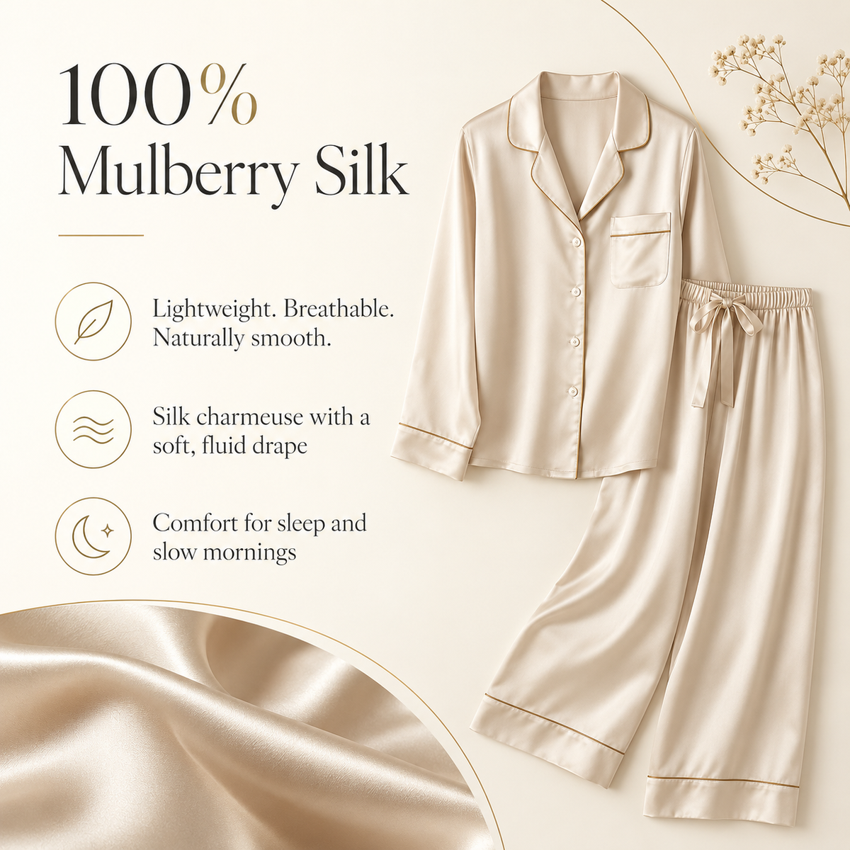 COCOSILK Silk Features - 100% Mulberry Silk