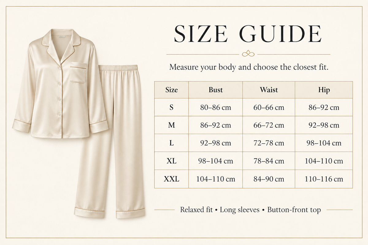COCOSILK Silk Pajamas Size Guide