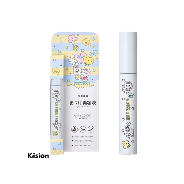 COSNORI MOMOREI eyelash serum with package and tube, centered on white background