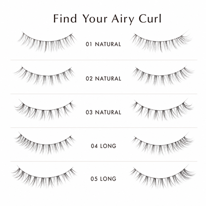 D-UP Airy Curl LASH 01 to 05 style guide