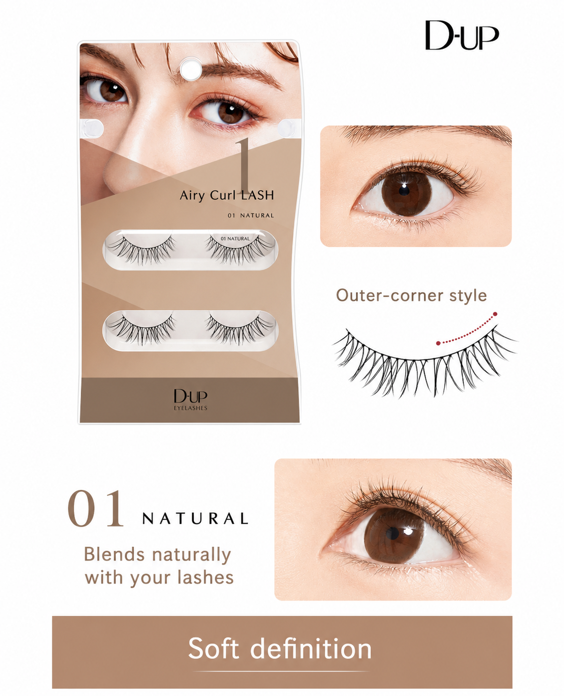 D-UP Airy Curl LASH 01 Natural English feature
