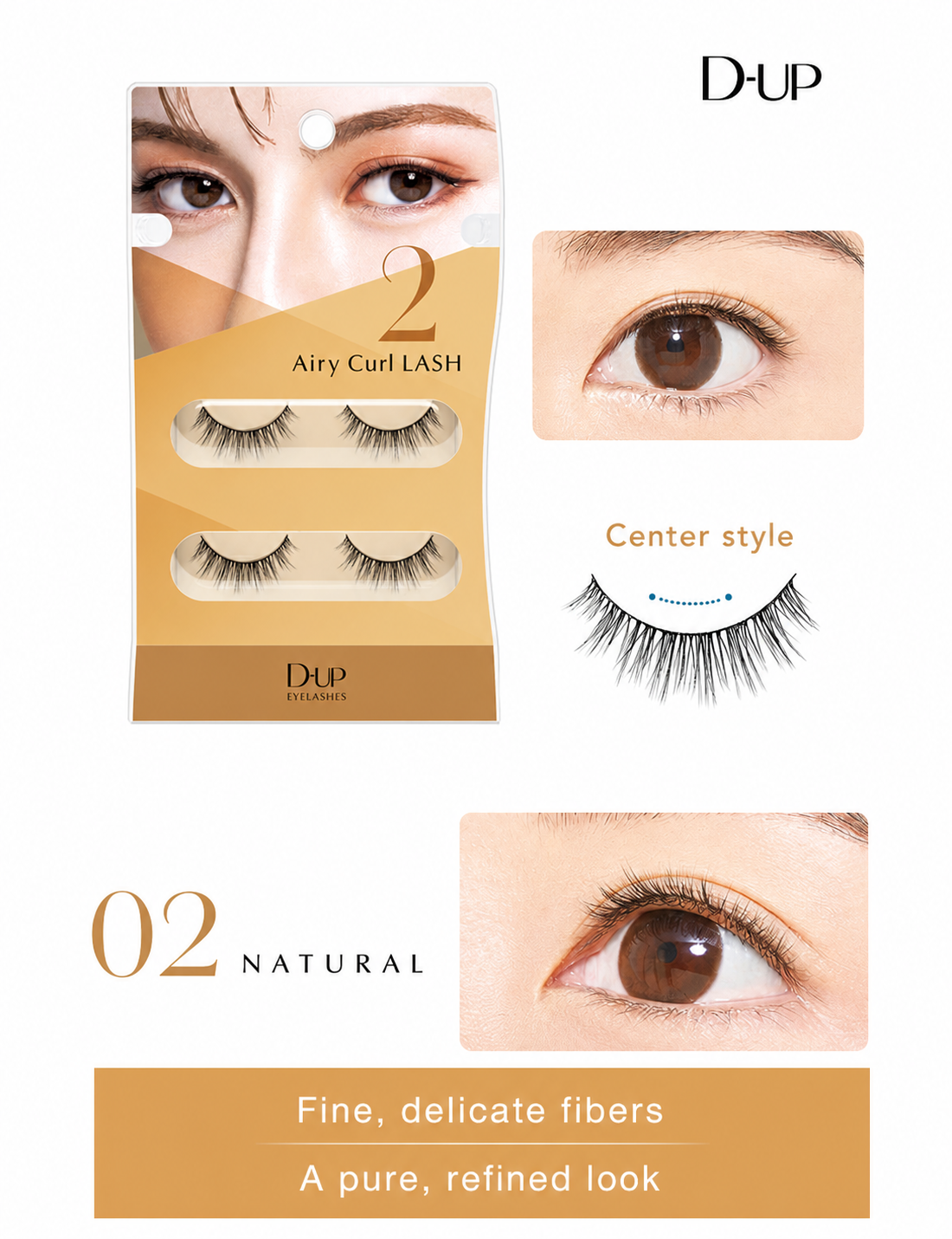 D-UP Airy Curl LASH 02 Natural English feature
