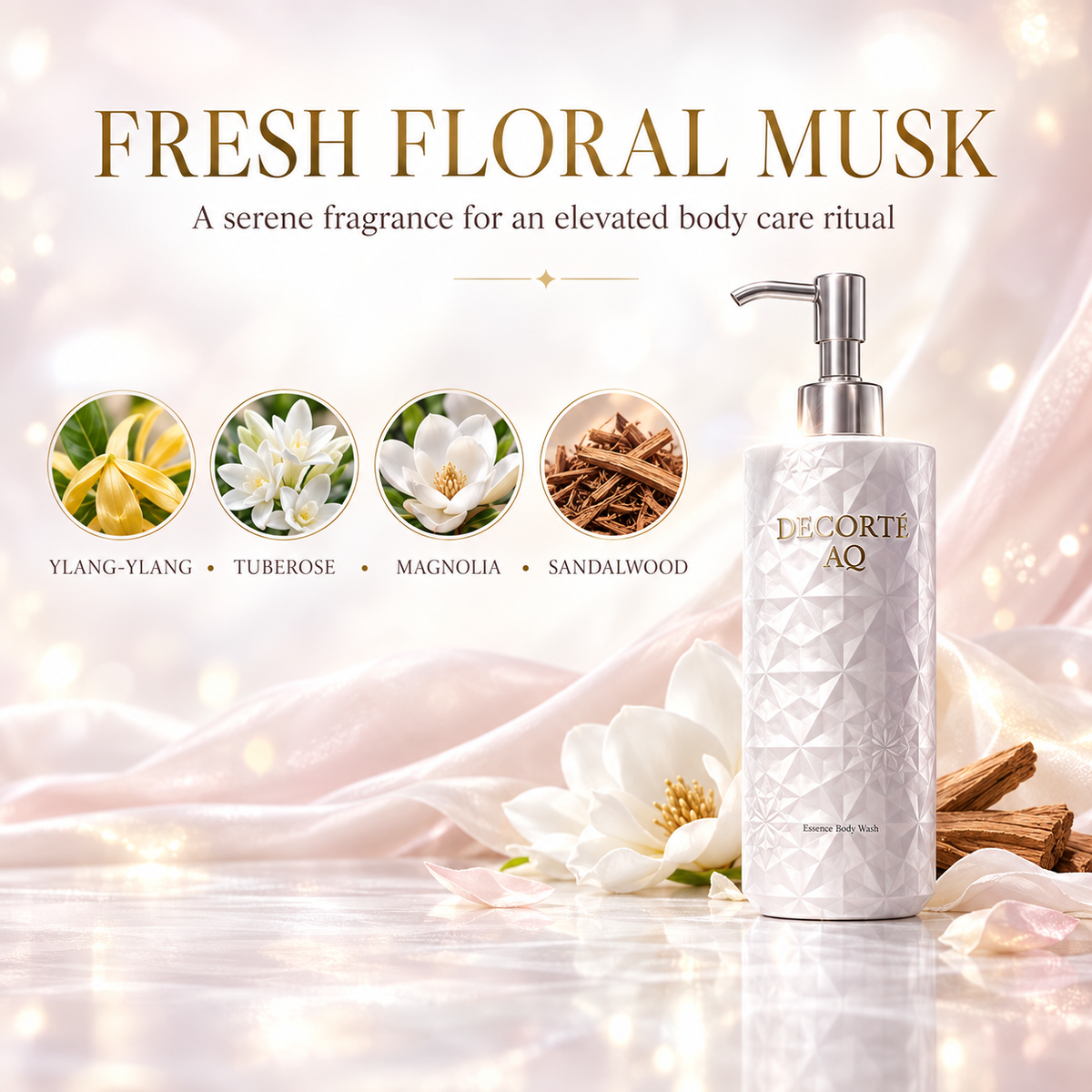 DECORTÉ AQ Body Wash fresh floral musk fragrance