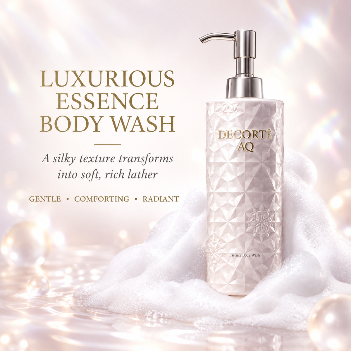 DECORTÉ AQ Radiance Mild Essence Body Wash rich lather