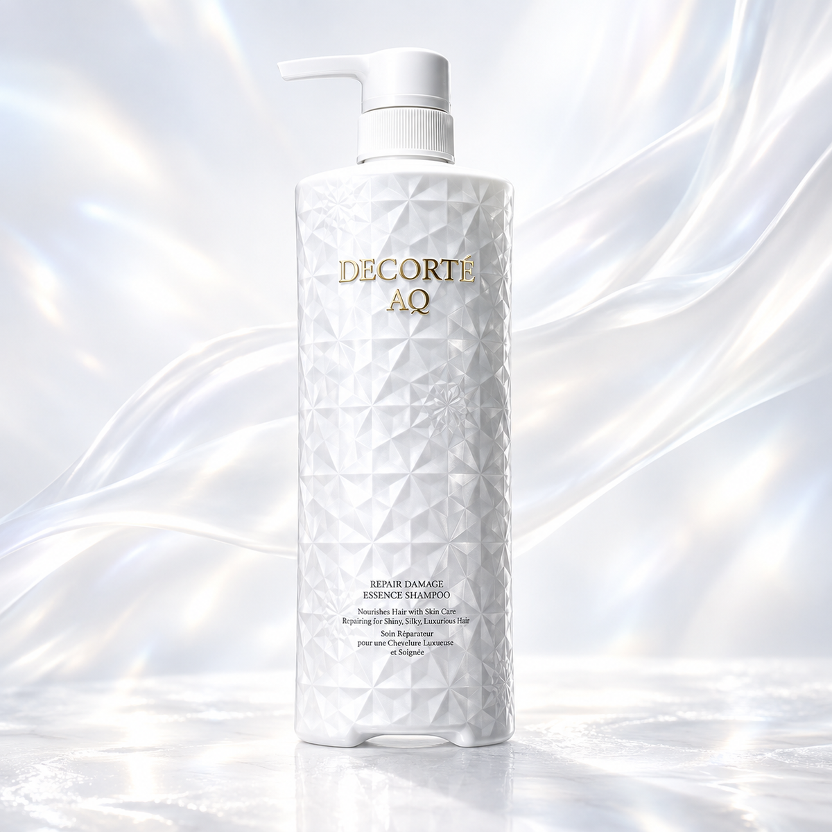 DECORTÉ AQ Repair Essence Shampoo white faceted pump bottle