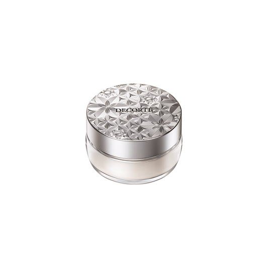 DECORTE Loose Powder 20g silver jar on white background