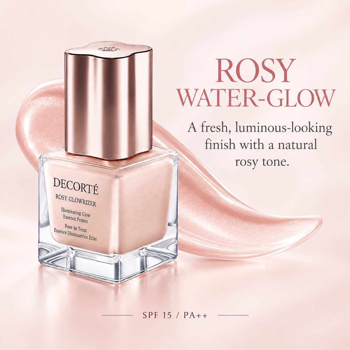 English feature: rosy water-glow, SPF 15 PA++