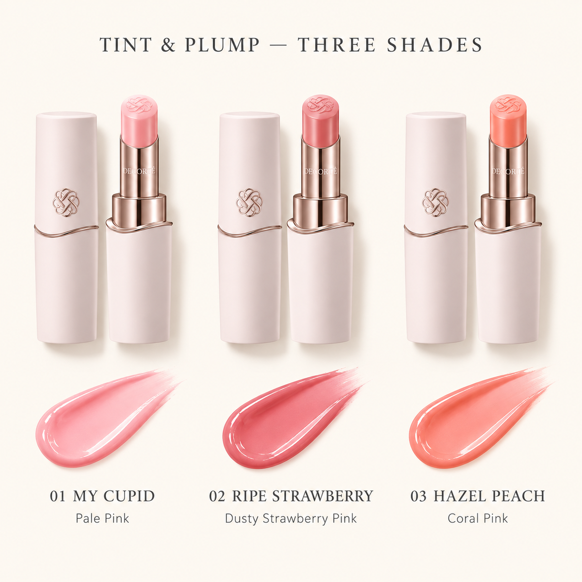 DECORTÉ Rouge Decorté Tint and Plump shade comparison