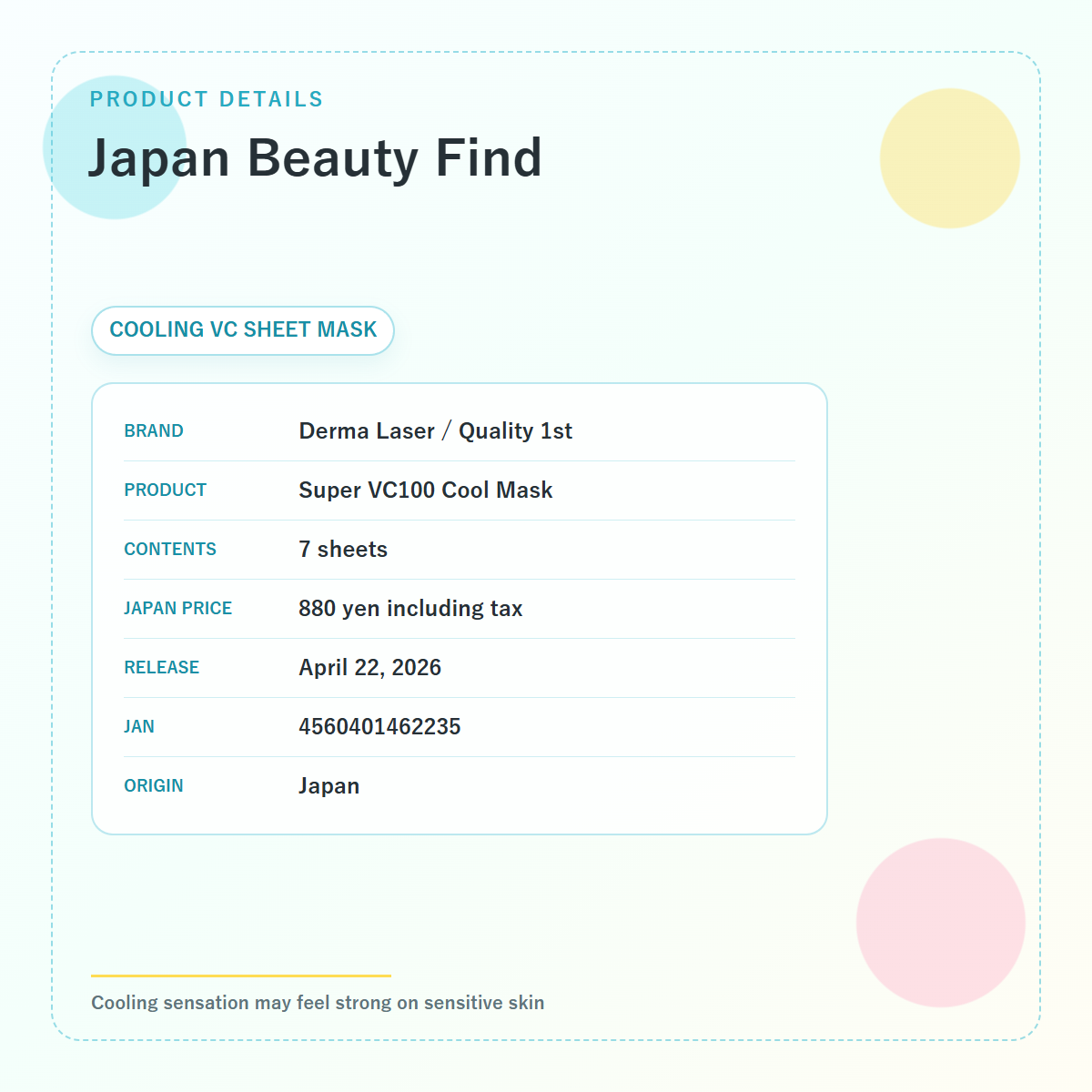 Derma Laser Super VC100 Cool Mask 7 Sheets product details