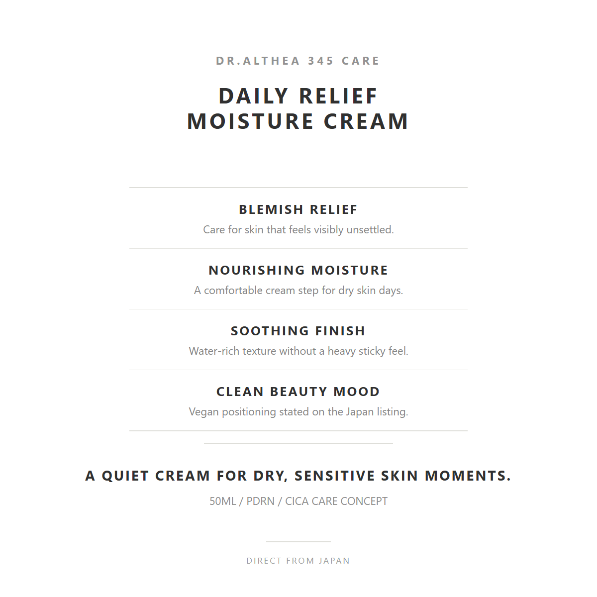Dr.Althea 345 Relief Cream 50ml daily relief moisturizer details