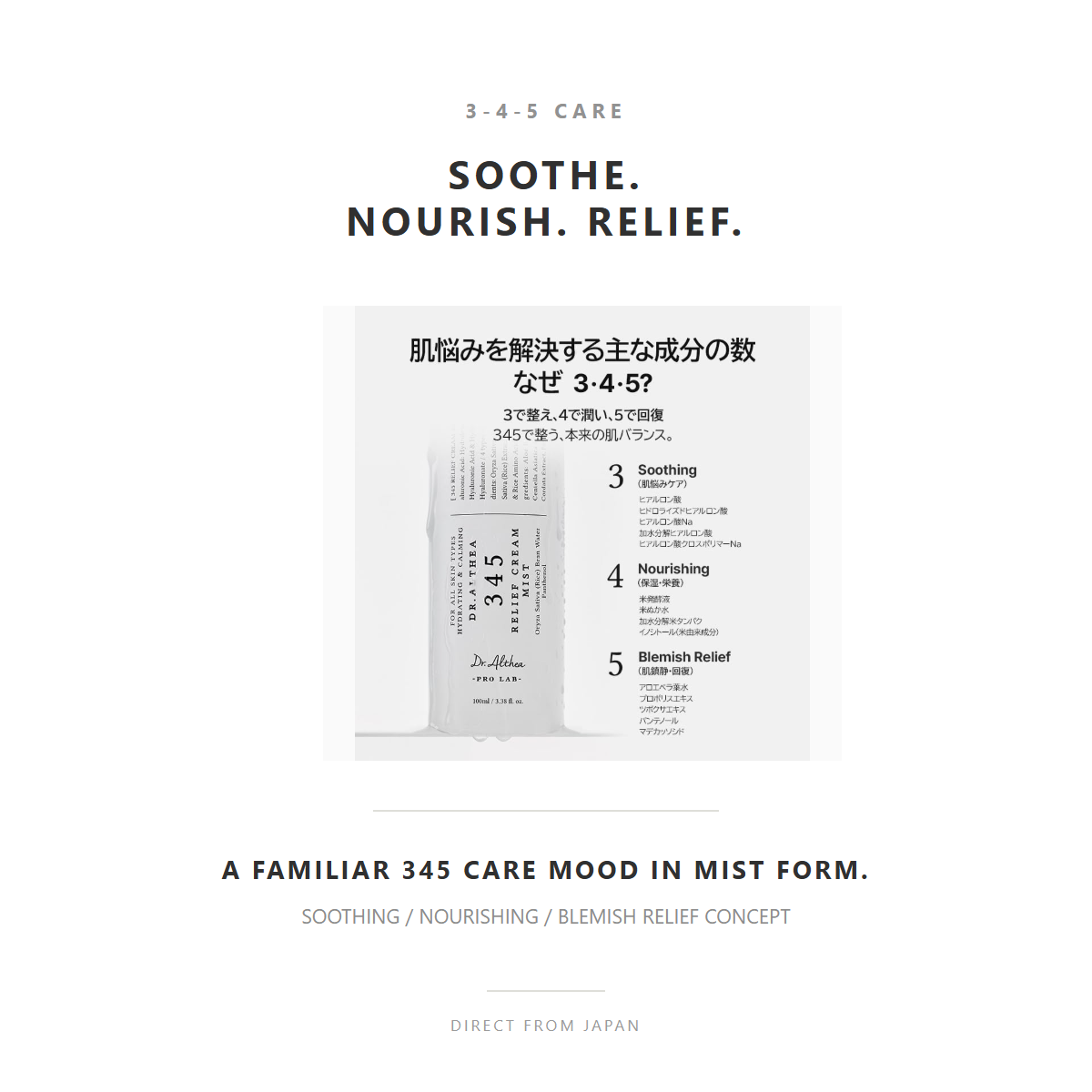 Dr.Althea 345 Relief Cream Mist 345 soothing nourishing blemish relief concept
