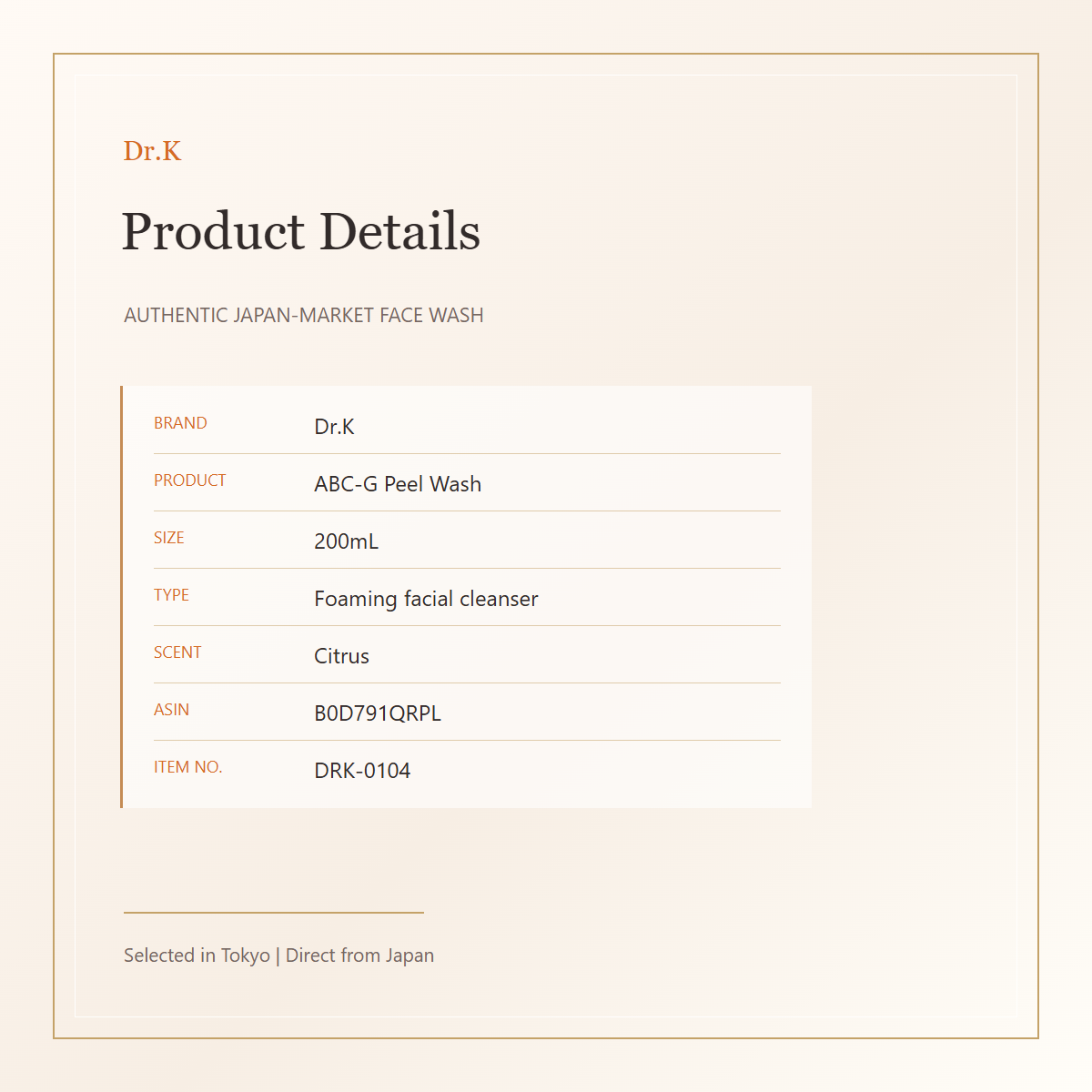 Dr.K ABC-G Peel Wash 200mL product details