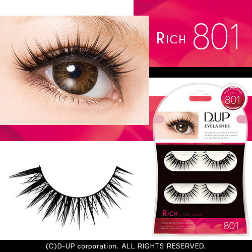Pacote de cílios postiços D-UP RICH 801 de dois pares