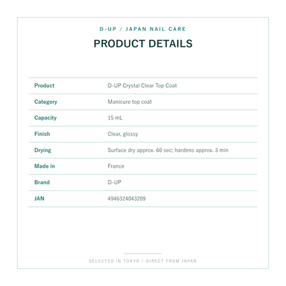 D-UP Crystal Clear Top Coat product details