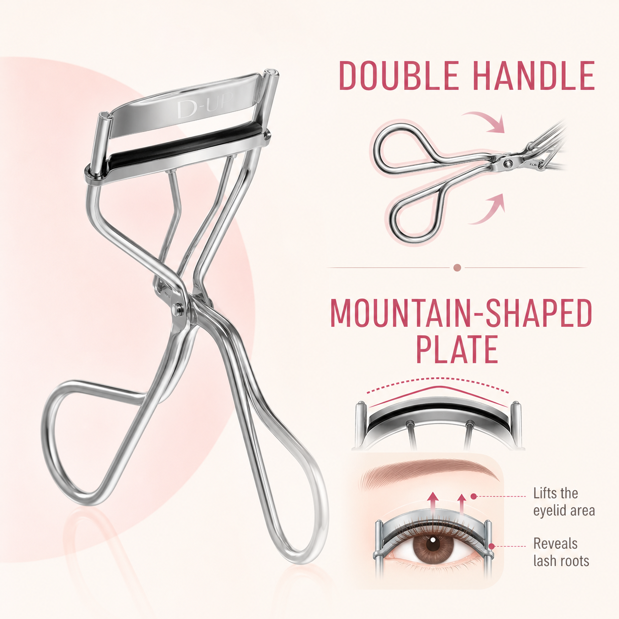 D-UP Perfect Lift Curler double handle and mountain-shaped plate