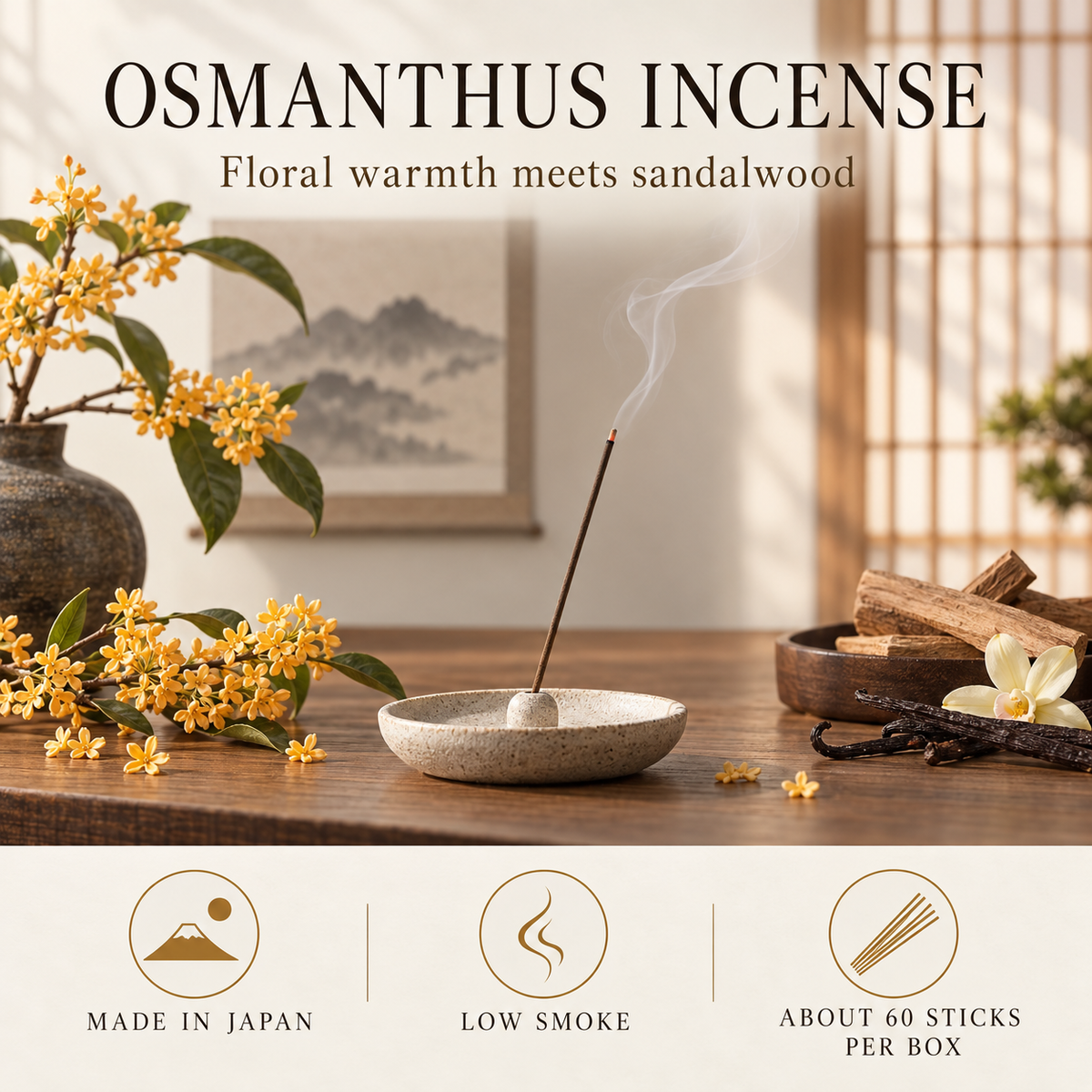 ENSEN osmanthus incense feature infographic