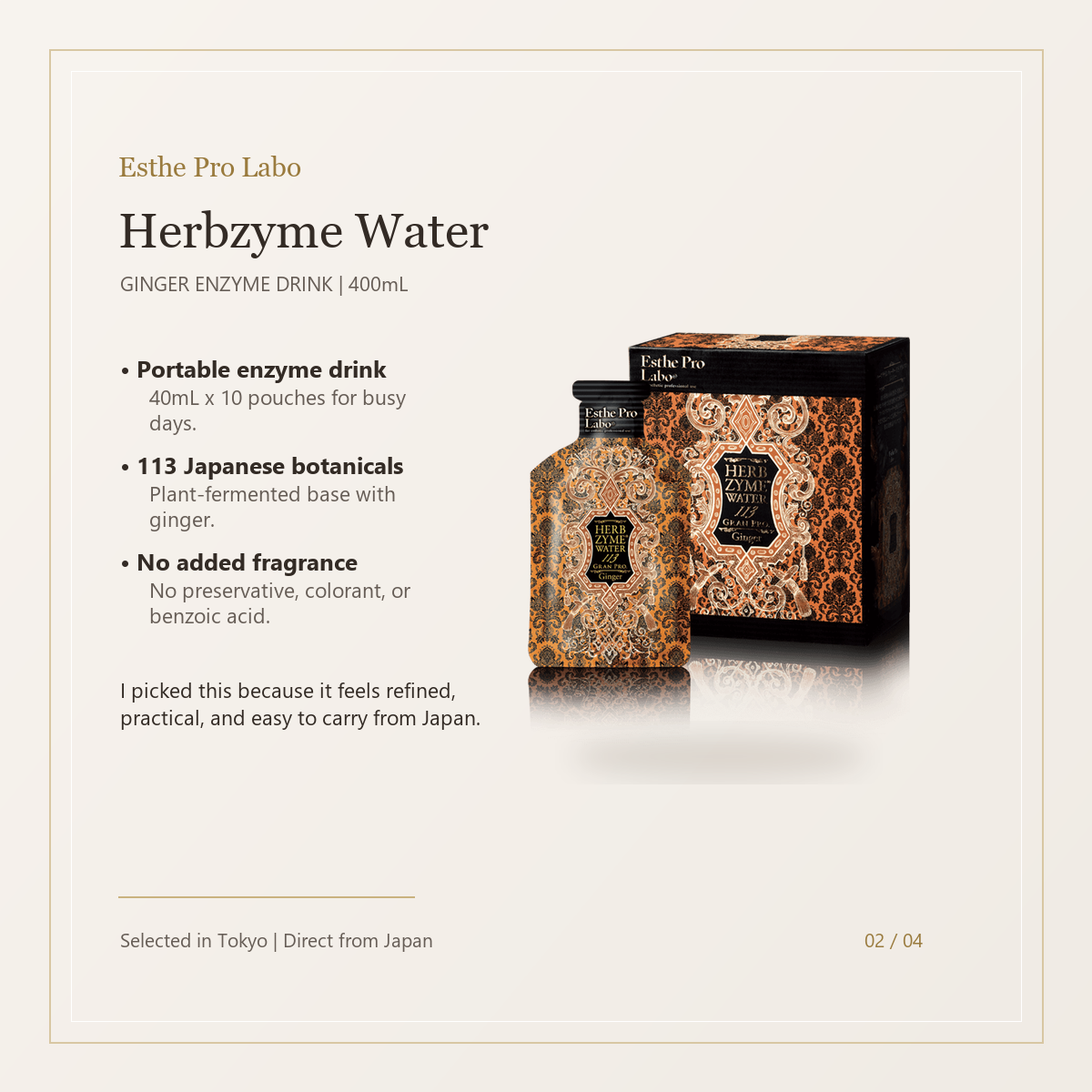 Elegant overview for Esthe Pro Labo Herbzyme Water 113 Granpro Ginger