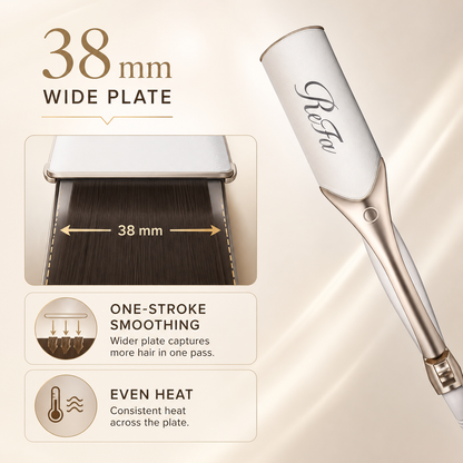 38 mm wide plate feature of the ReFa POWER STRAIGHT IRON PRO