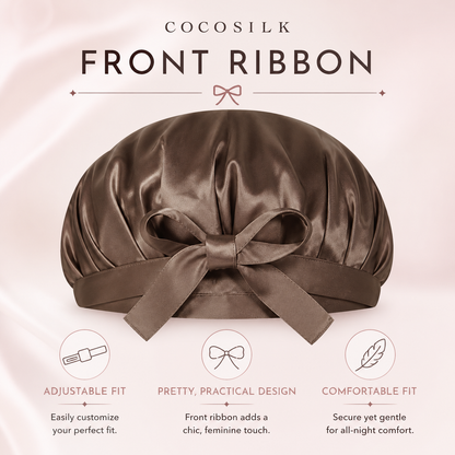 COCOSILK front ribbon silk nightcap design