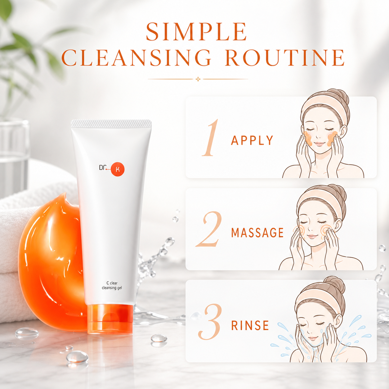 Dr.K C Clear Cleansing Gel simple cleansing routine