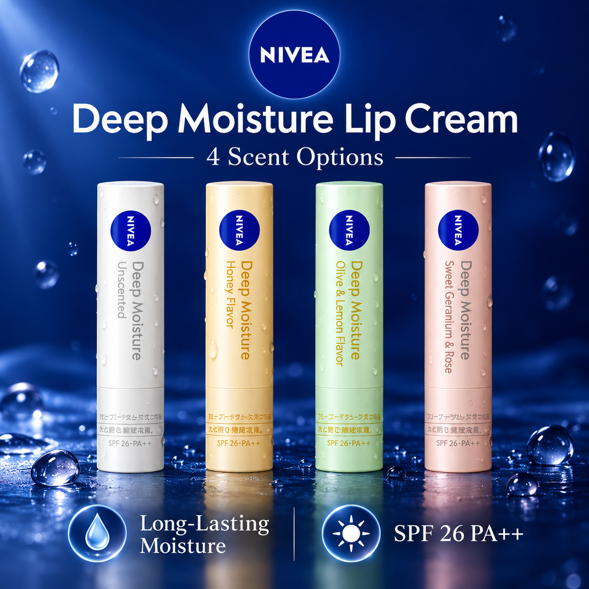 NIVEA Deep Moisture Lip Cream four variants feature image