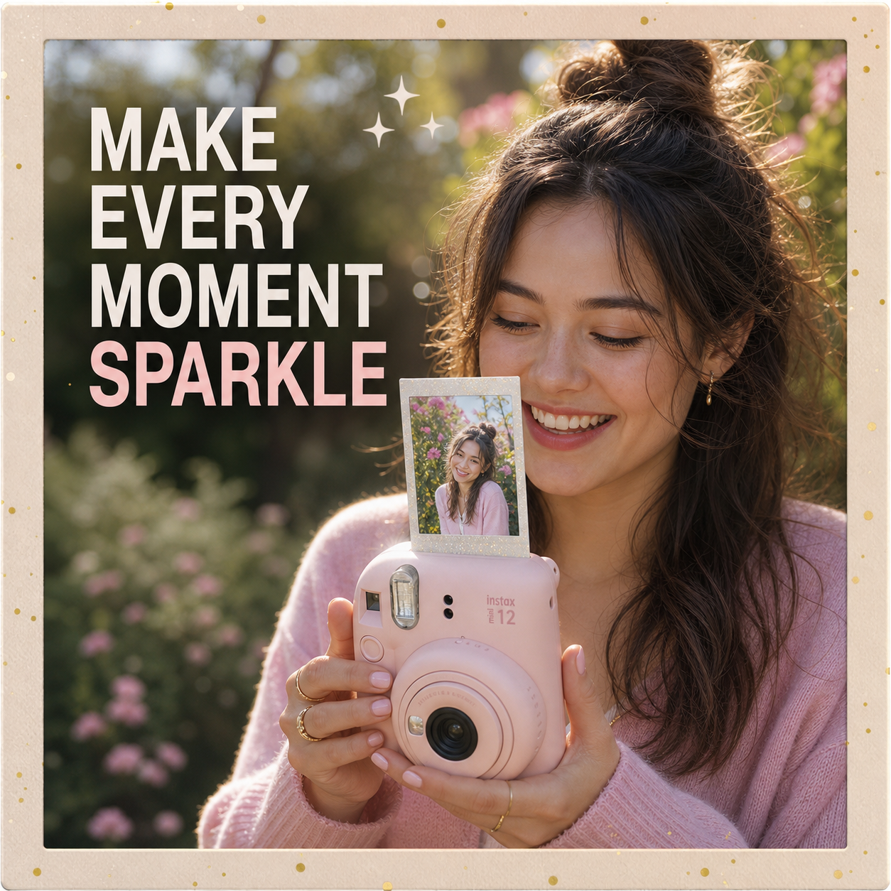 instax mini Soft Glitter lifestyle model image