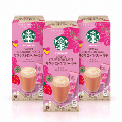 Starbucks Premium Mix Sakura Strawberry Latte – 3 Boxes (12 Sticks)