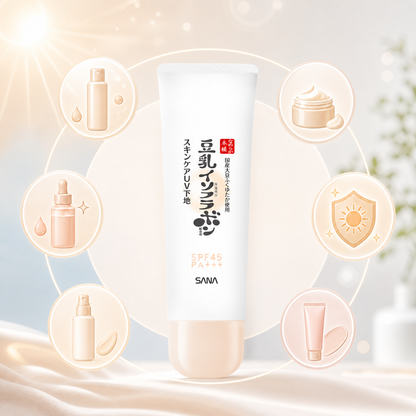 Nameraka Honpo morning skincare and UV base routine