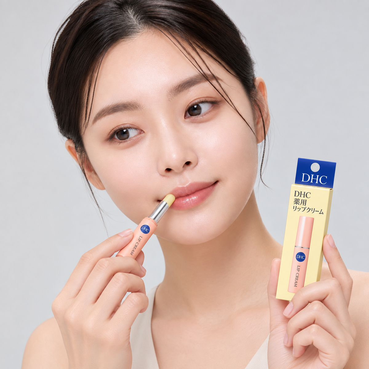 DHC Medicated Lip Cream model application
