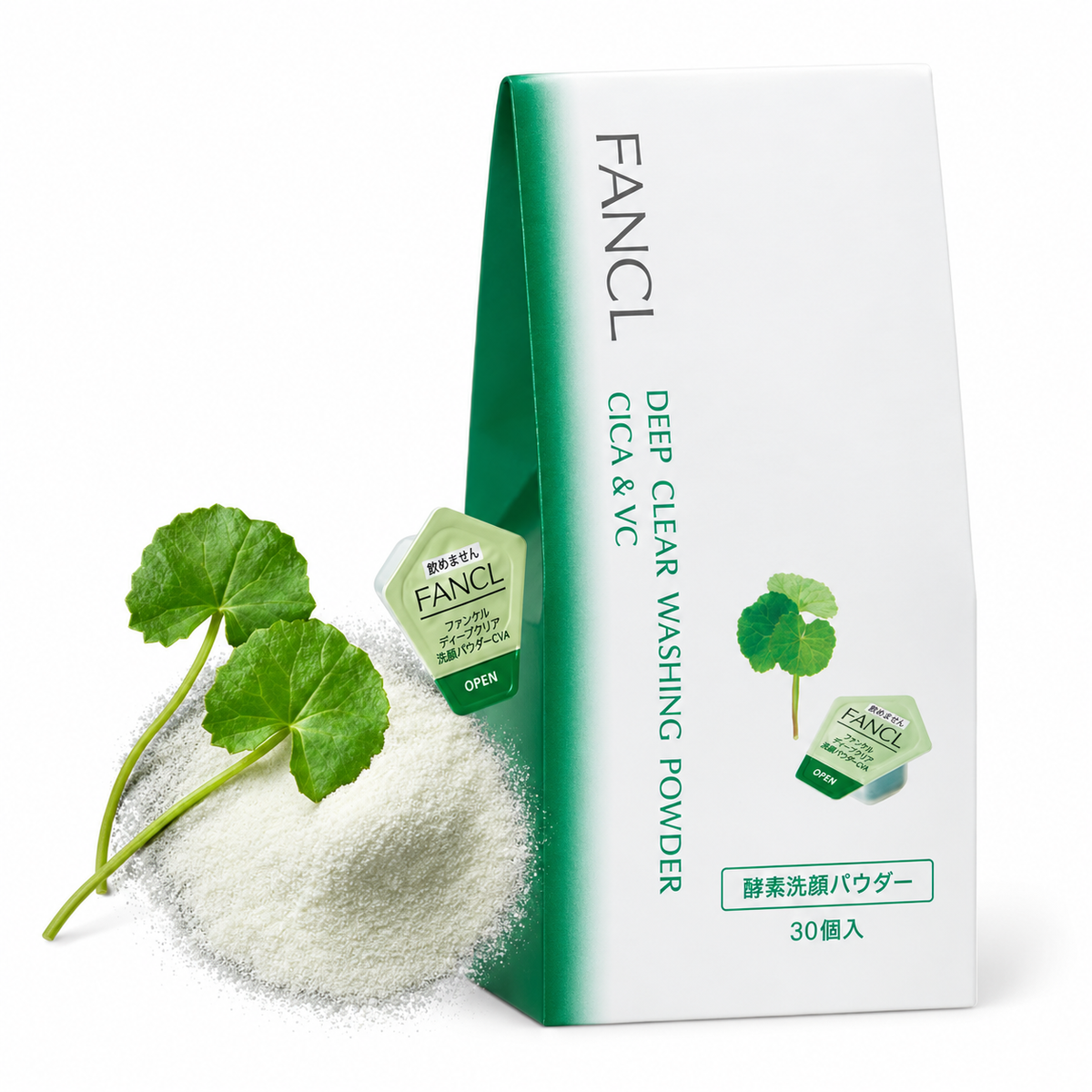 FANCL Deep Clear Washing Powder CICA and VC 30 capsules green retail carton