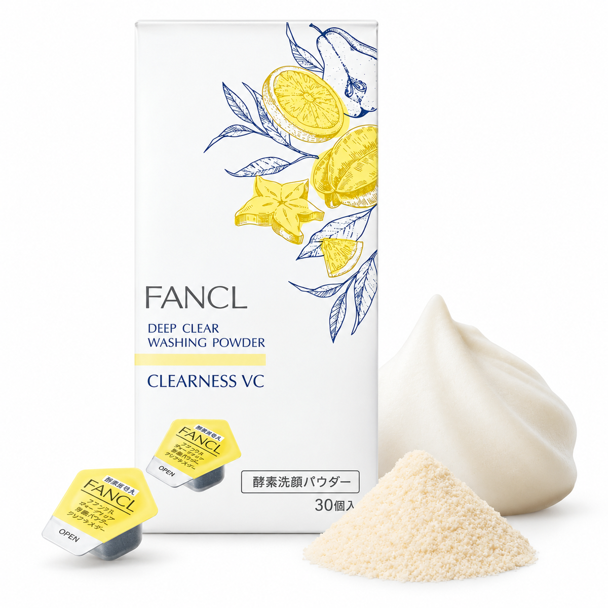 FANCL Deep Clear Washing Powder Clearness VC 30 capsules yellow citrus retail carton