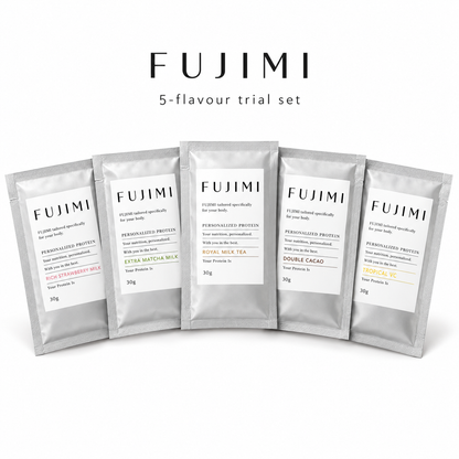 FUJIMI five-flavour protein trial set, five 30 g sachets