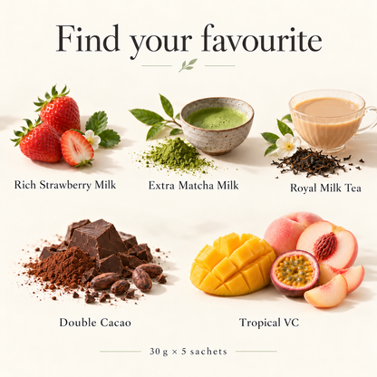 FUJIMI five flavours, 30 g each; flavour illustrations