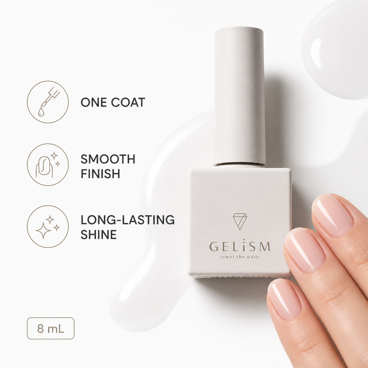 GELiSM Hyper Glossy Top Coat T01 smooth glossy finish